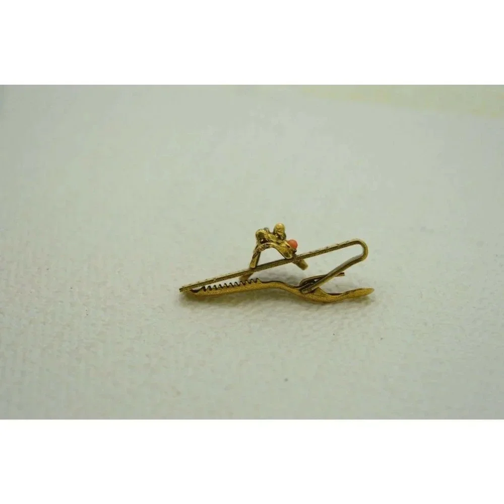 Gold Tone Faux Coral Colored Seed Bead Horse